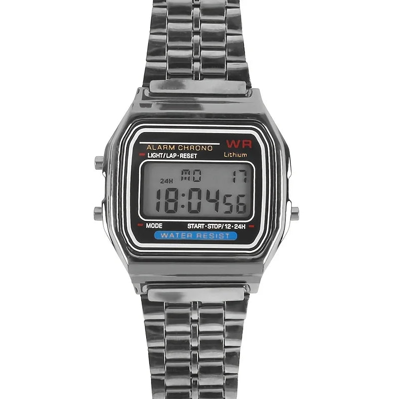 Waterproof Steel Band Watch For Women, Men, Business Clock, Multi-Functional LED Digital Sports Watch, Electronic Clock