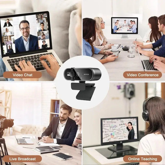 4K Webcam with 2K Autofocus & Built-in Microphone – Full HD 1080P Streaming Camera for PC/Laptop
