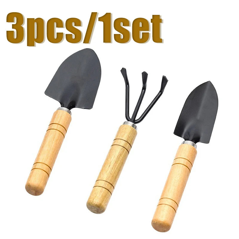 3‑Piece Mini Gardening Tool Set – Portable Shovel, Rake & Handle Tools for Indoor Planting
