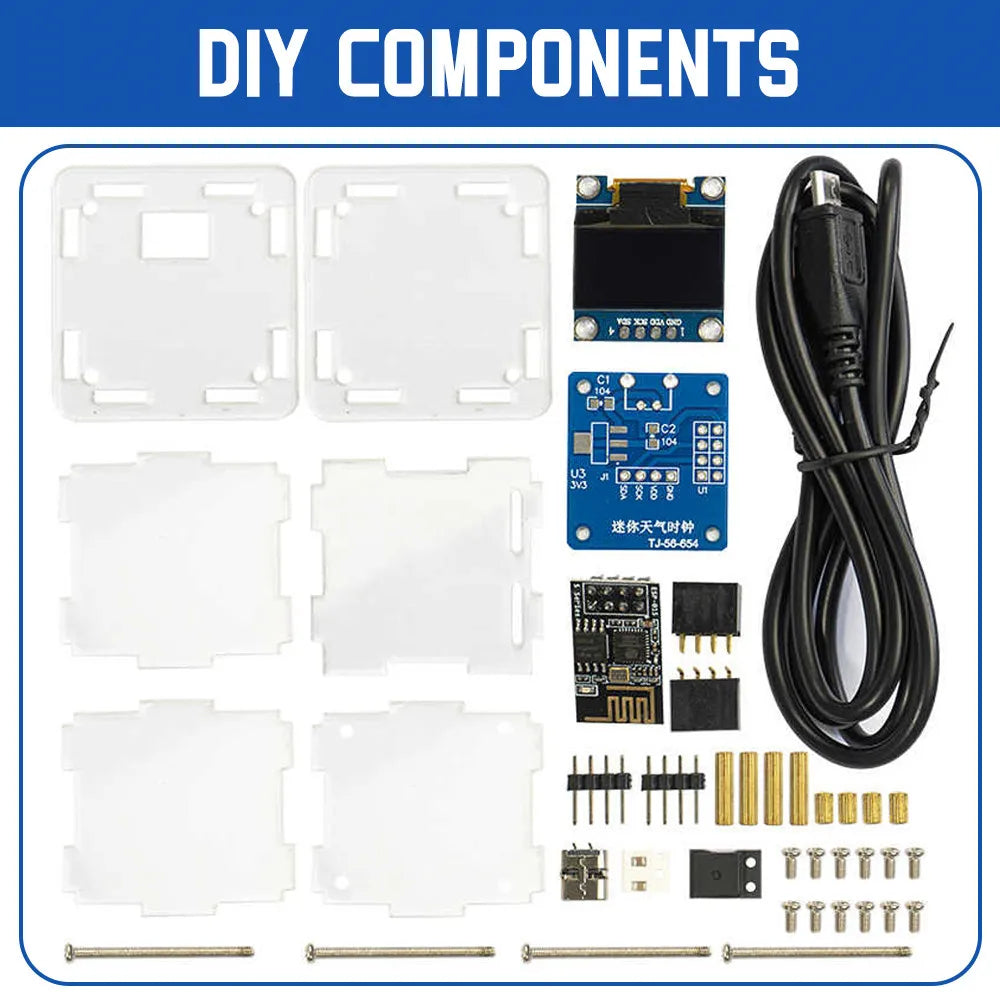 DIY Digital Clock Kit – ESP8266 WiFi Weather Station & Soldering Practice