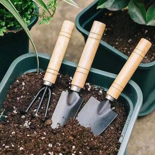 3‑Piece Mini Gardening Tool Set – Portable Shovel, Rake & Handle Tools for Indoor Planting