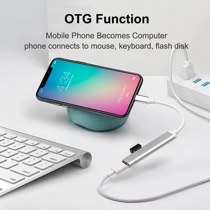 USB-C Hub 3.0/3.1 – 4-Port OTG Splitter Adapter for MacBook, Xiaomi, Lenovo & PCs”