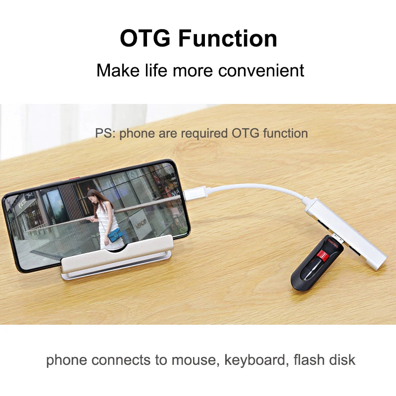 USB-C Hub 3.0/3.1 – 4-Port OTG Splitter Adapter for MacBook, Xiaomi, Lenovo & PCs”