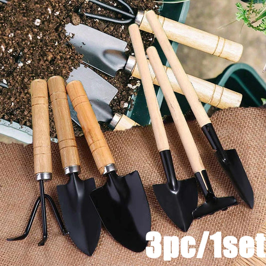 3‑Piece Mini Gardening Tool Set – Portable Shovel, Rake & Handle Tools for Indoor Planting