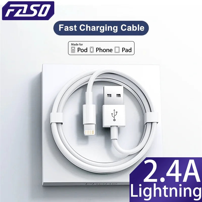 FASO USB Charger Cable – Fast Charging & Data Sync Cord for iPhone (1m/2m/3m)