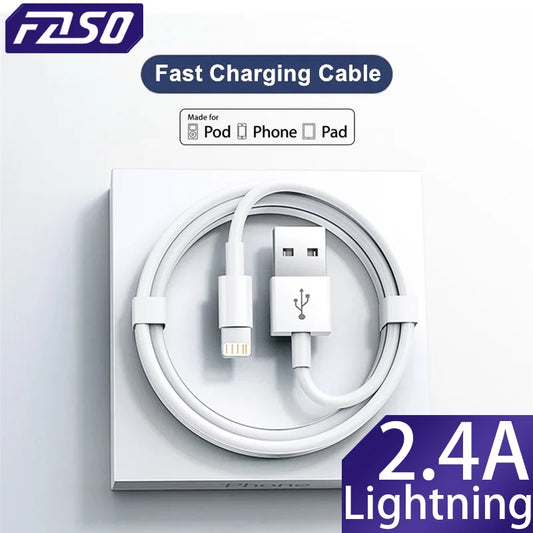 FASO USB Charger Cable – Fast Charging & Data Sync Cord for iPhone (1m/2m/3m)