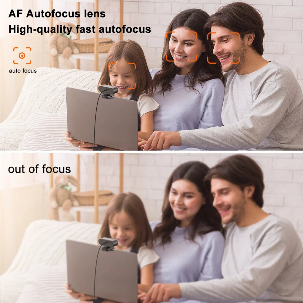 4K Webcam with 2K Autofocus & Built-in Microphone – Full HD 1080P Streaming Camera for PC/Laptop