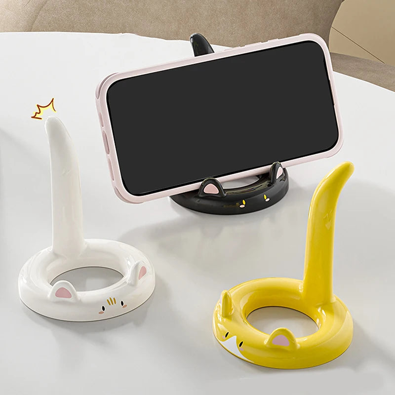 Whisker Charm Cat Phone Holder and Cute Desktop Ornament & Stand