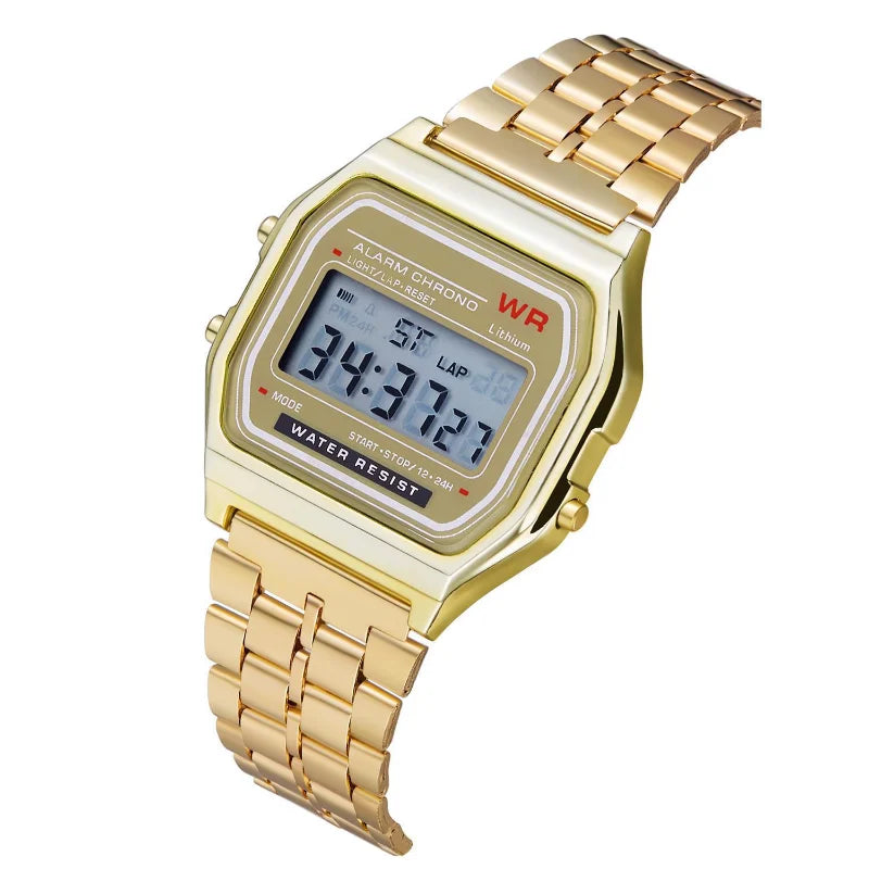 Waterproof Steel Band Watch For Women, Men, Business Clock, Multi-Functional LED Digital Sports Watch, Electronic Clock