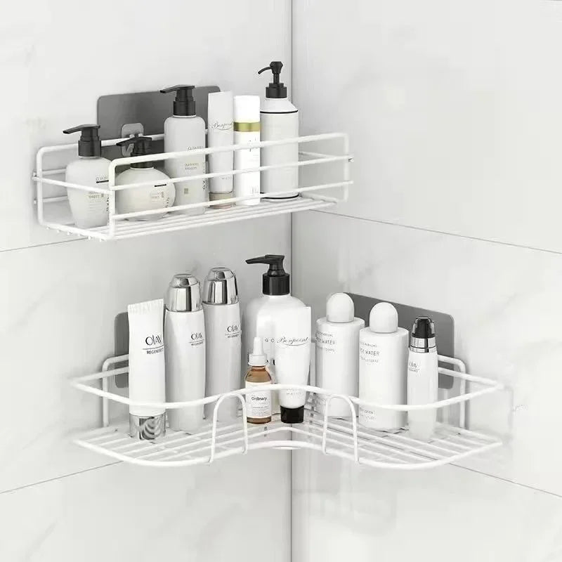 Bathroom Supplies – Floating Wall Shelf & Metal Organizer Cart with Shower Curtain & Storage Drawers