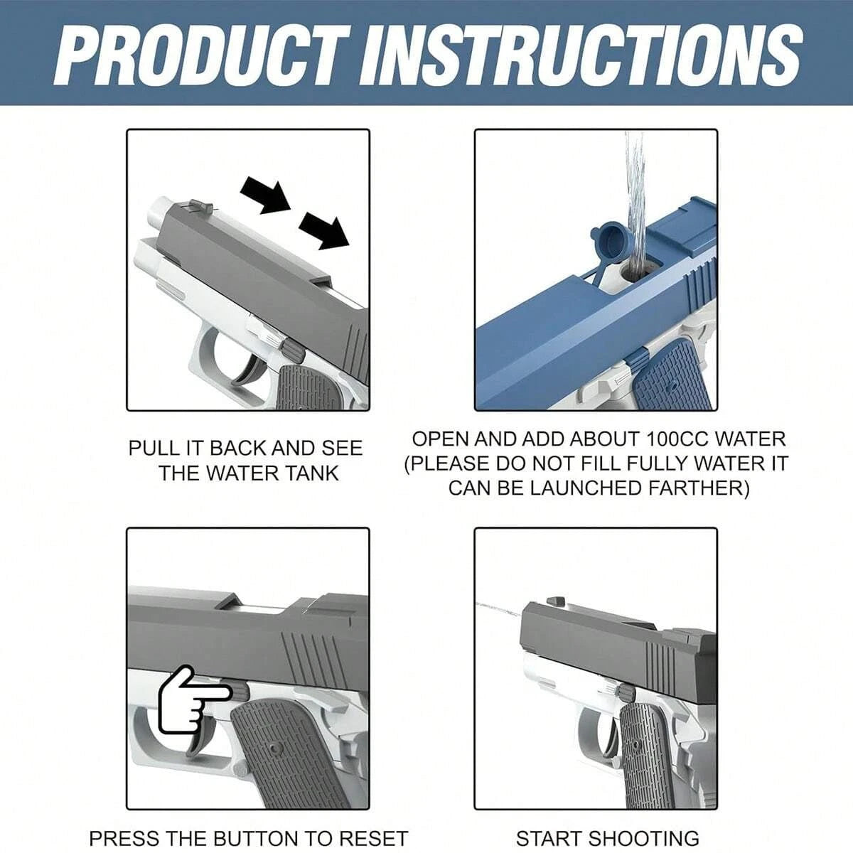 M1911 Water Gun – Outdoor Squirt Pistol Toy for Kids & Adults