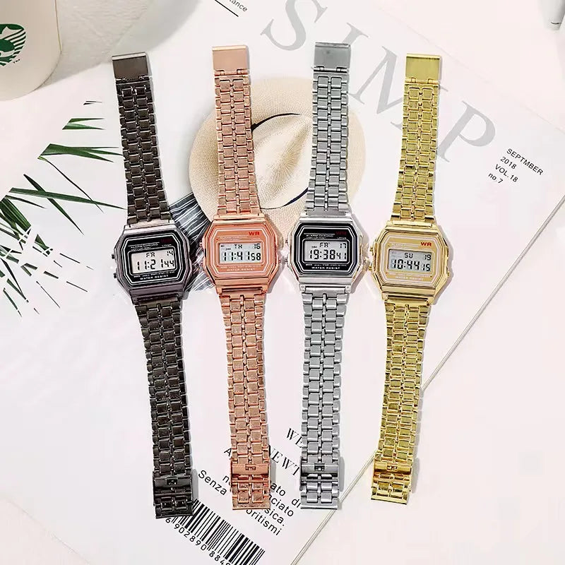 Waterproof Steel Band Watch For Women, Men, Business Clock, Multi-Functional LED Digital Sports Watch, Electronic Clock