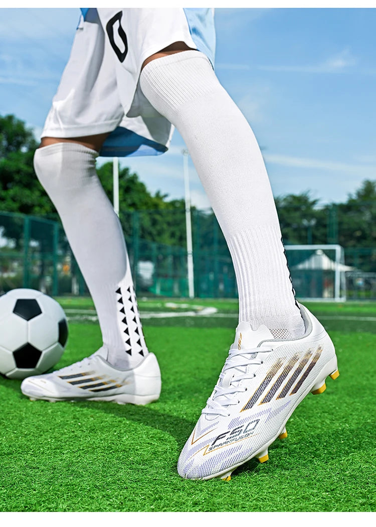 Men's High Top Soccer Shoes with Long Spikes