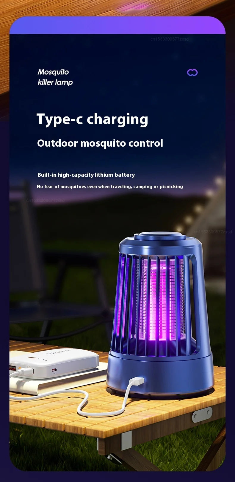 Mosquito Killer Lamp Indoor Electric Shock Mosquito Killer Lamp Outdoor Suspended Type USB Rechargeable Insect Killer Household