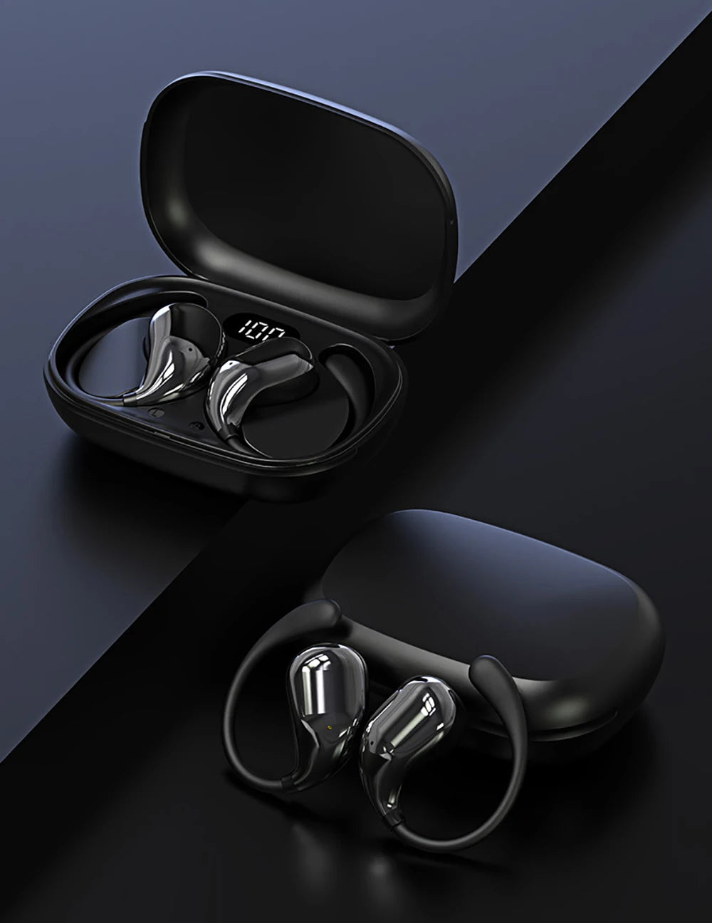 Bluetooth 5.4 Ear Hook TWS Wireless Earphones – HiFi Stereo Waterproof Headset with LED Display & Long Standby