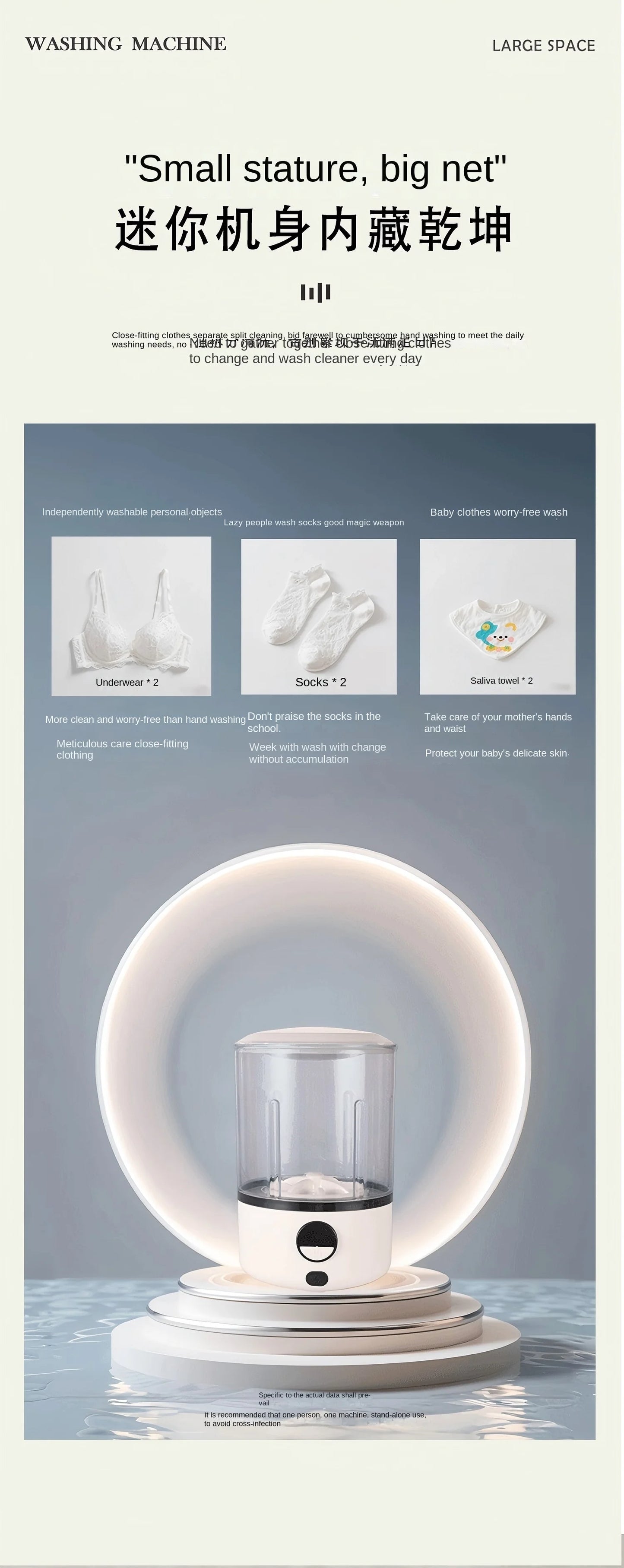 2L Mini Washing Machine – Portable Turbine LED Washing Cup (2000mAh)