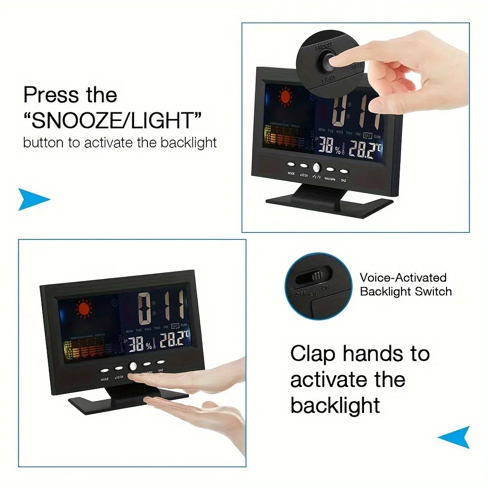 Digital Weather Station – Temperature & Humidity Meter with Clock, Calendar & Alarm