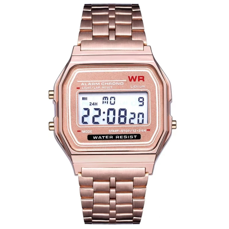 Waterproof Steel Band Watch For Women, Men, Business Clock, Multi-Functional LED Digital Sports Watch, Electronic Clock