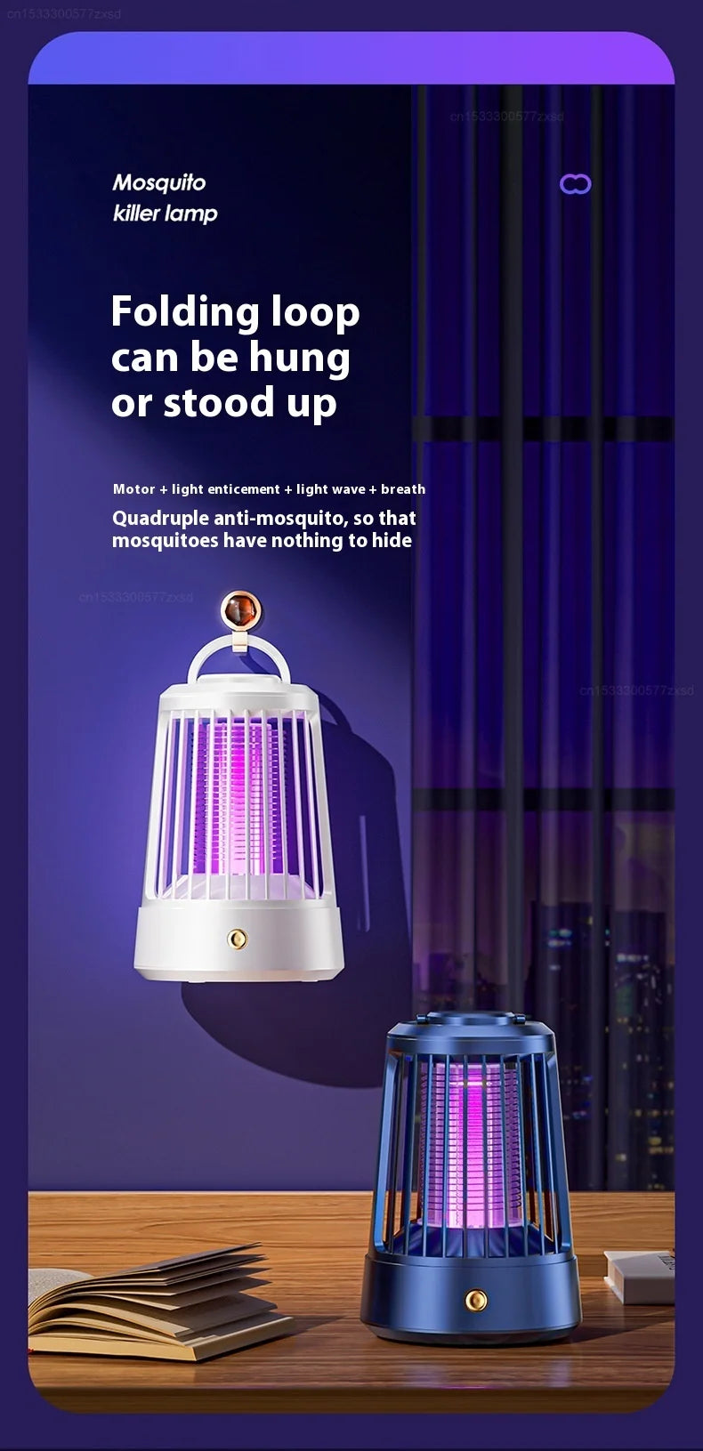 Mosquito Killer Lamp Indoor Electric Shock Mosquito Killer Lamp Outdoor Suspended Type USB Rechargeable Insect Killer Household