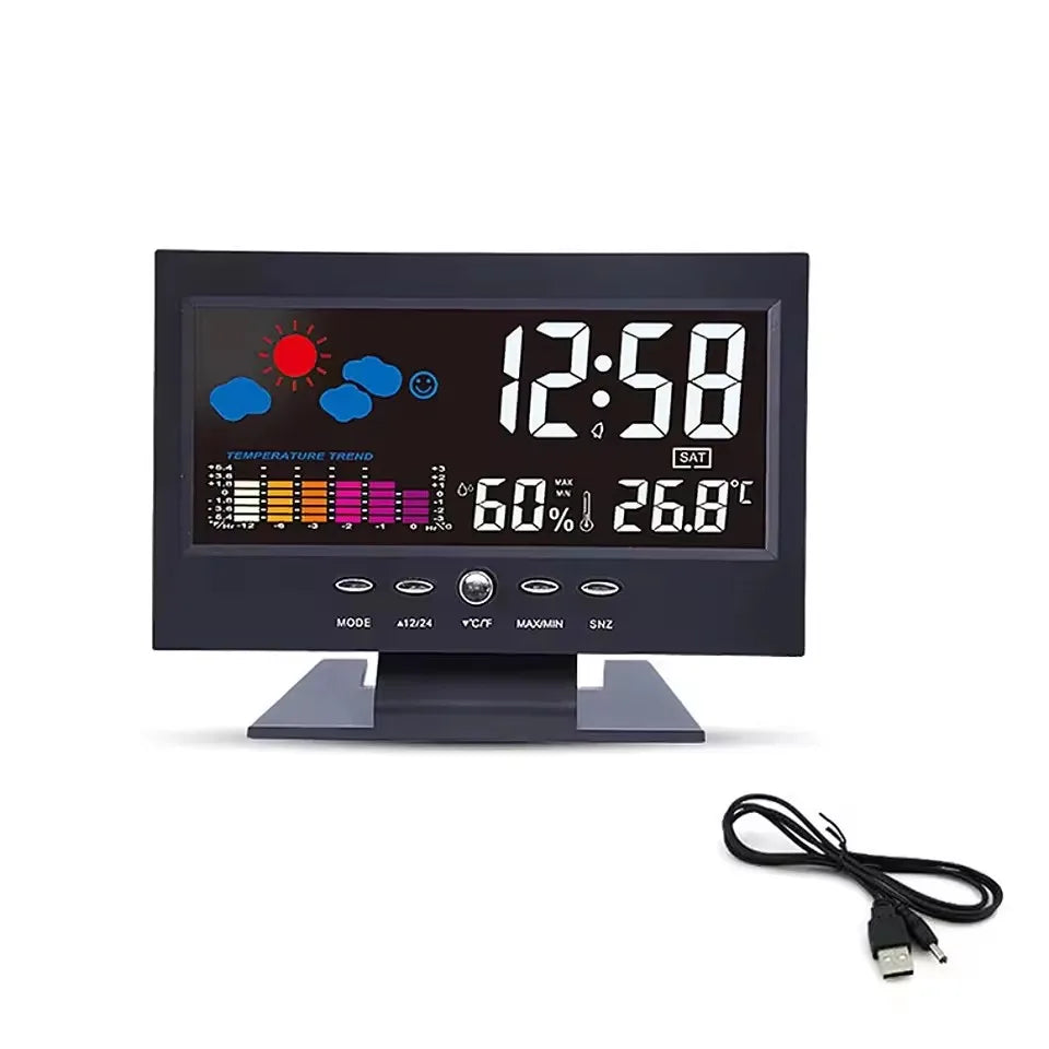 Digital Weather Station – Temperature & Humidity Meter with Clock, Calendar & Alarm