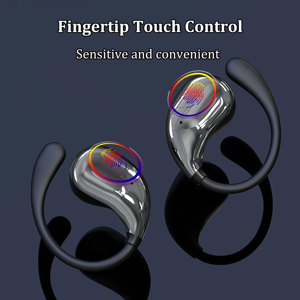Bluetooth 5.4 Ear Hook TWS Wireless Earphones – HiFi Stereo Waterproof Headset with LED Display & Long Standby