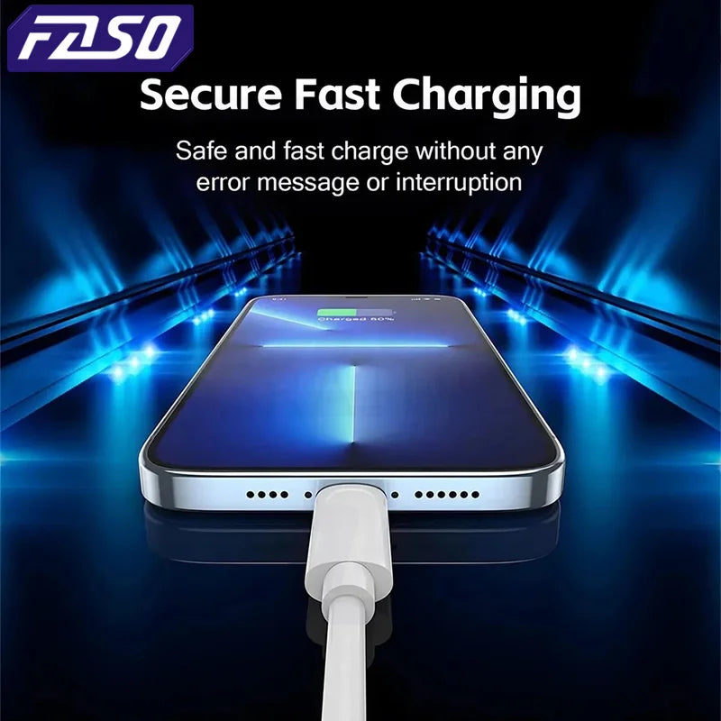 FASO USB Charger Cable – Fast Charging & Data Sync Cord for iPhone (1m/2m/3m)
