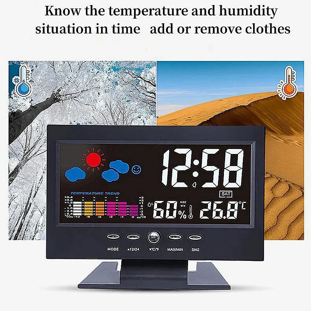 Digital Weather Station – Temperature & Humidity Meter with Clock, Calendar & Alarm