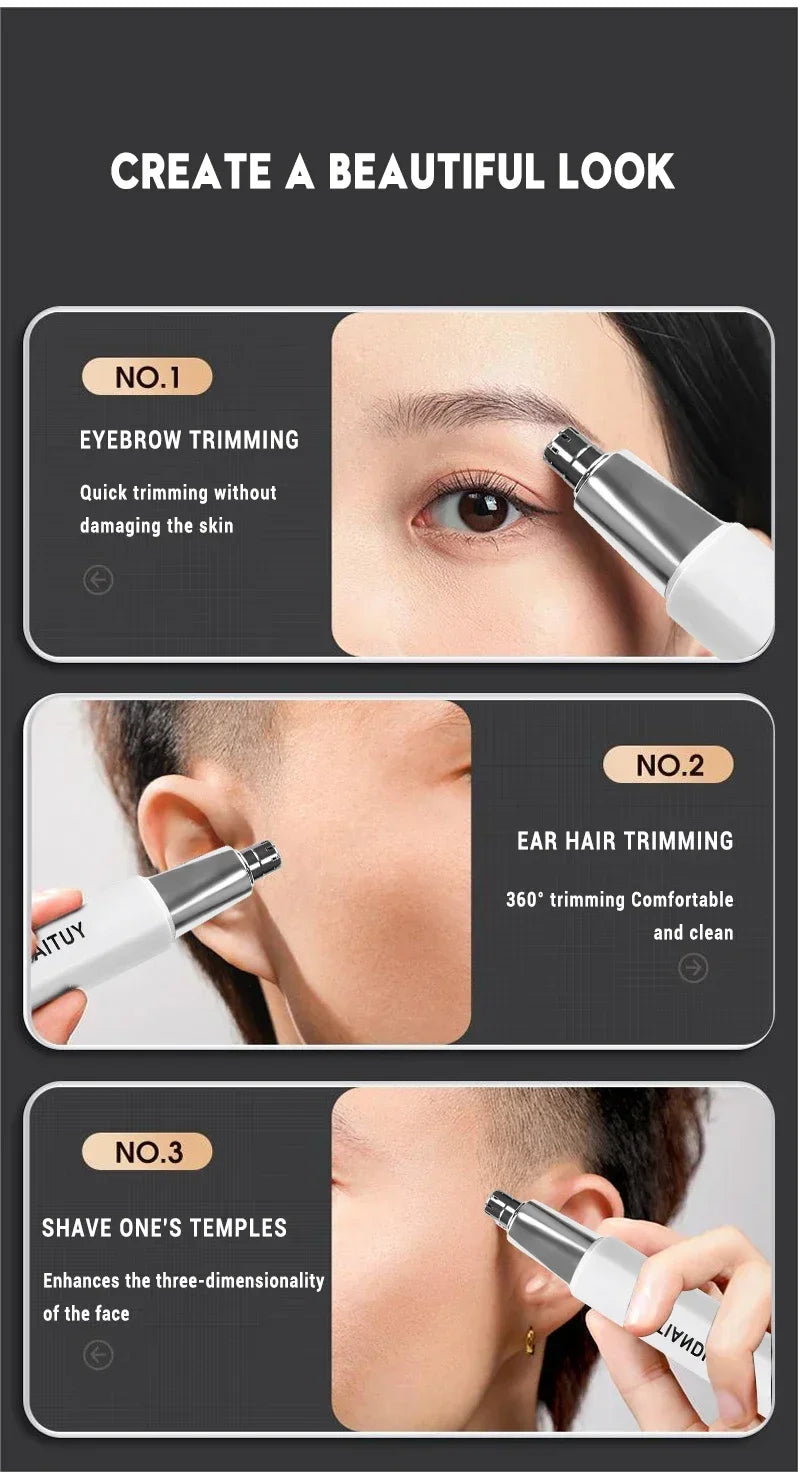 2-in-1 Electric Ear & Nose Hair Trimmer – 2024 Professional Painless Grooming Tool for Men