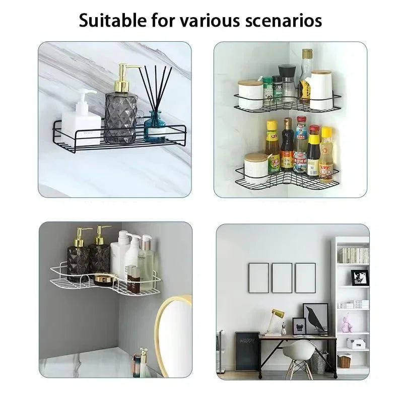 Bathroom Supplies – Floating Wall Shelf & Metal Organizer Cart with Shower Curtain & Storage Drawers