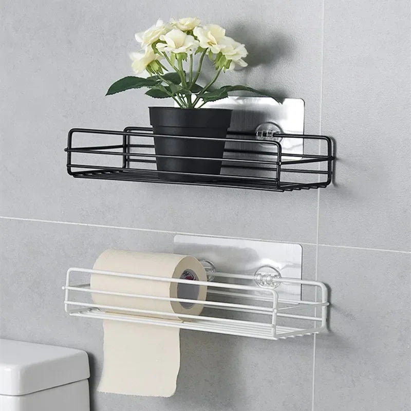 Bathroom Supplies – Floating Wall Shelf & Metal Organizer Cart with Shower Curtain & Storage Drawers