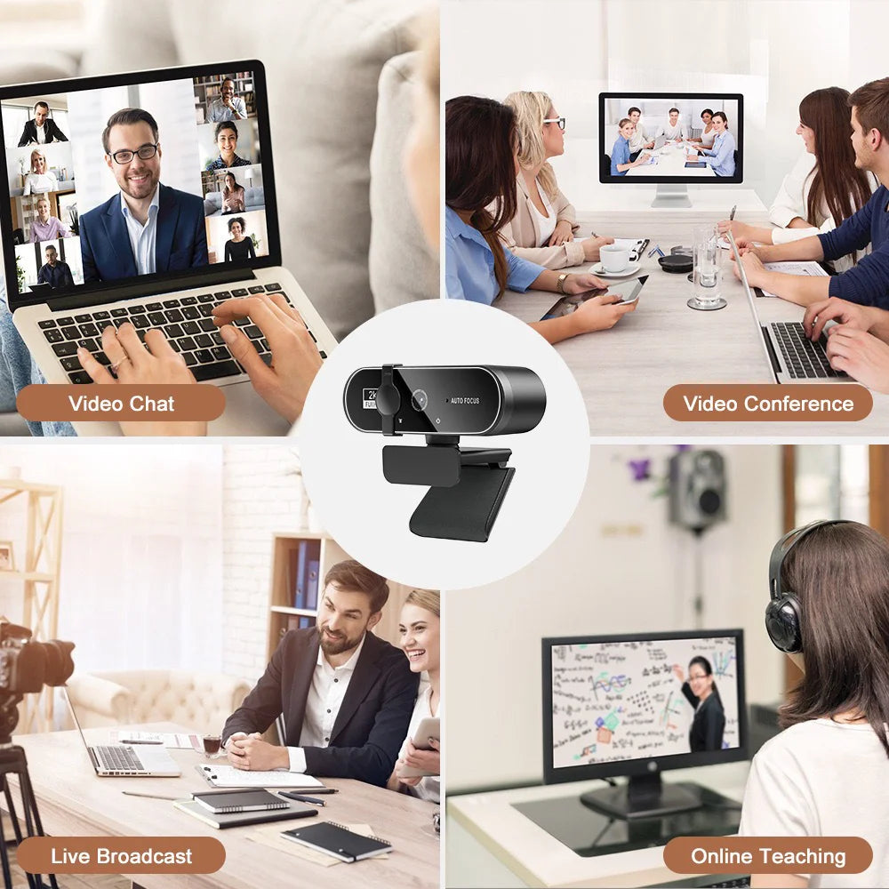 4K Webcam with 2K Autofocus & Built-in Microphone – Full HD 1080P Streaming Camera for PC/Laptop