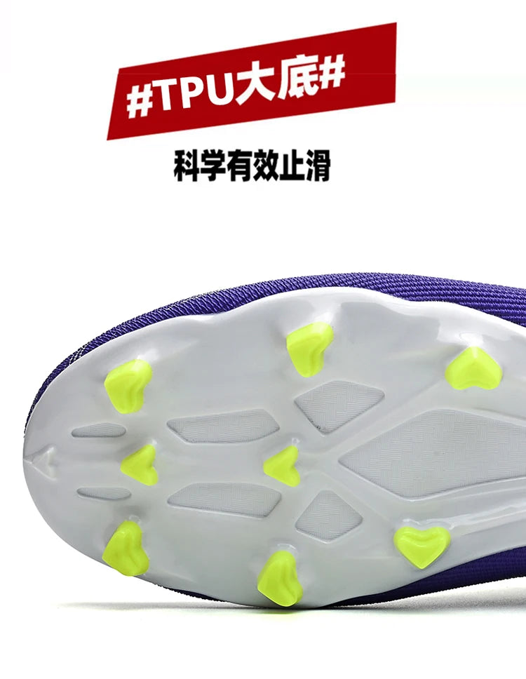 Men's High Top Soccer Shoes with Long Spikes