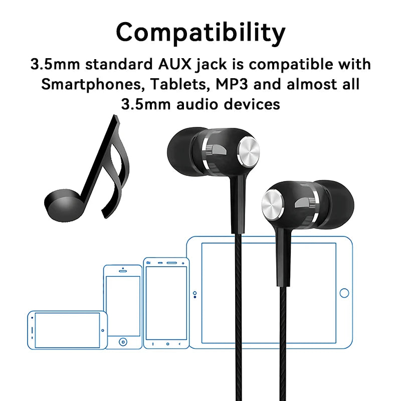 3.5mm Wired Earphone In Ear Headset HIFI Heavy Bass Earbuds Monitor Sports Headset Stereo Music Gaming Headphone With Microphone