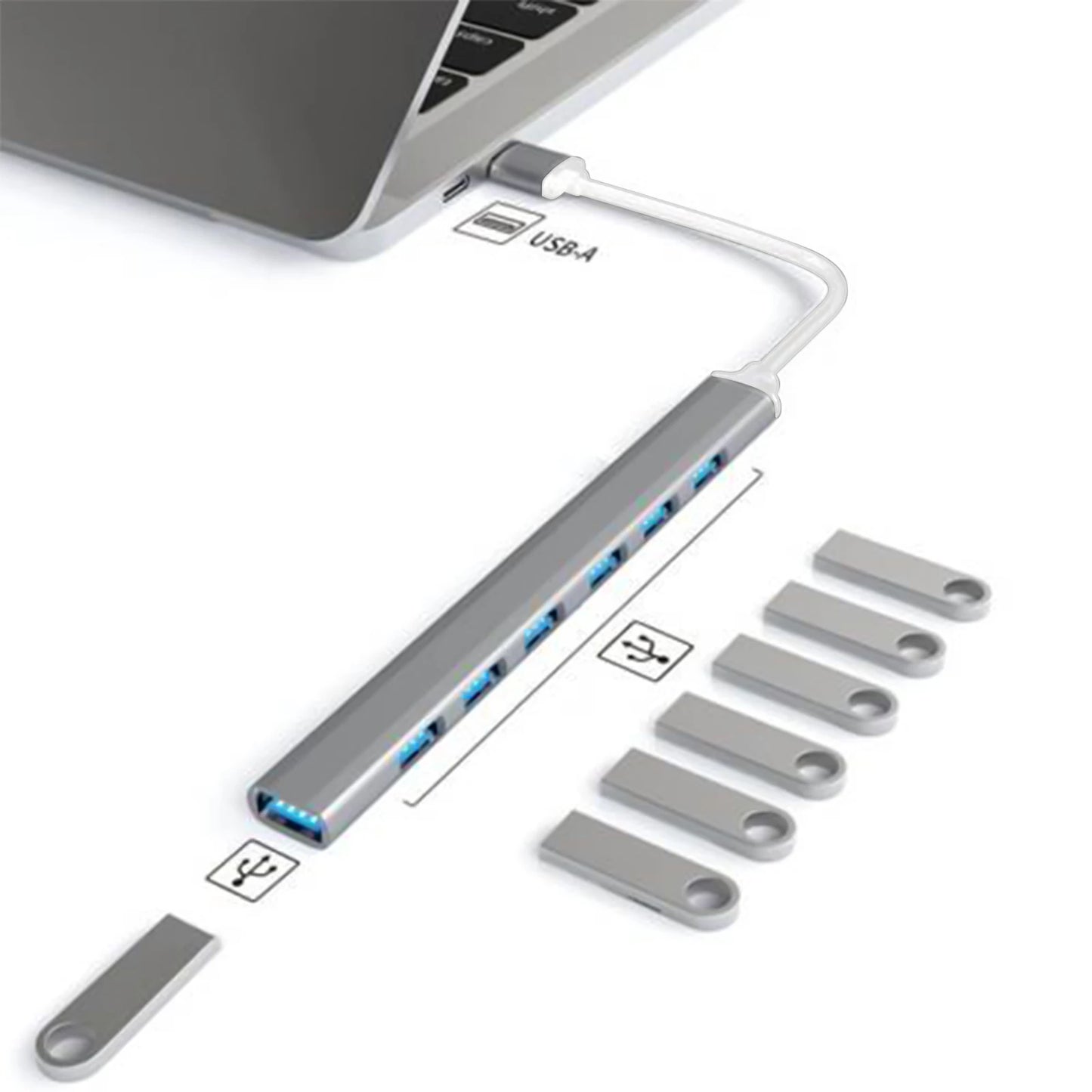 7-Port USB-C Hub 3.0/3.1 – Multi-Splitter OTG Adapter for MacBook, Air & PC Laptops”