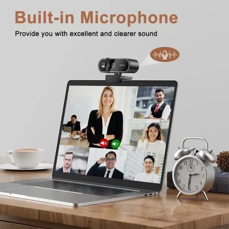 4K Webcam with 2K Autofocus & Built-in Microphone – Full HD 1080P Streaming Camera for PC/Laptop