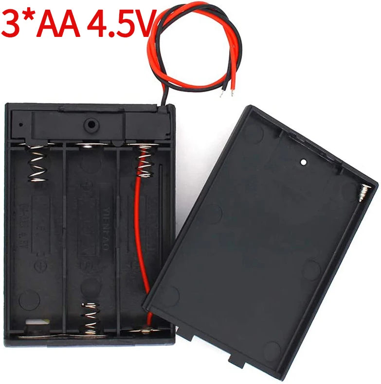 Multi-Slot AA Battery Holder: 1– 4 Slot Box with Leads, Switch & Screw Cap