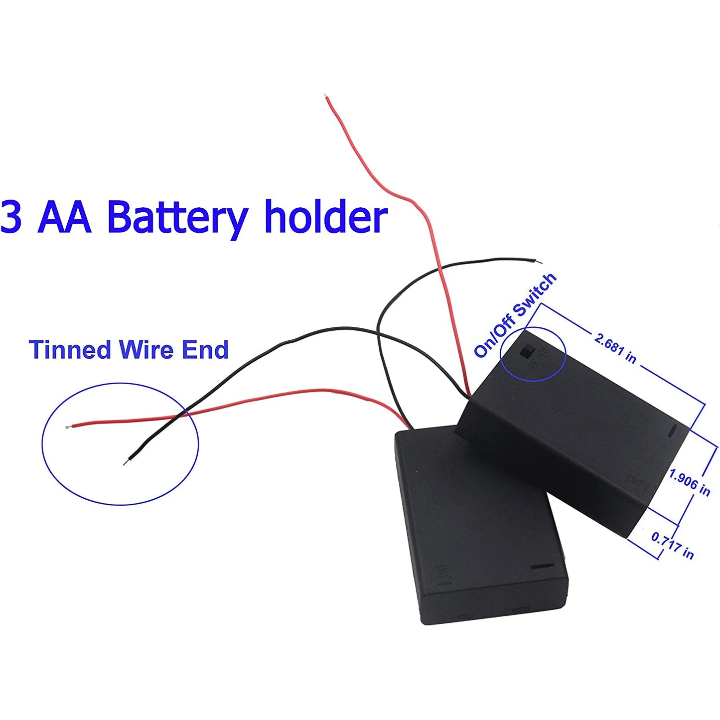 Multi-Slot AA Battery Holder: 1– 4 Slot Box with Leads, Switch & Screw Cap