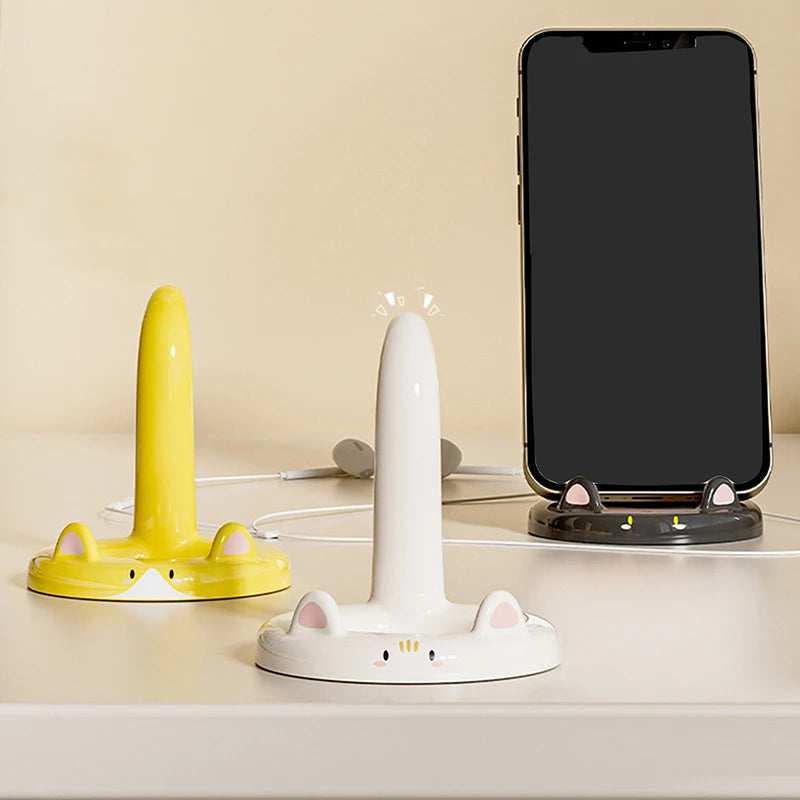 Whisker Charm Cat Phone Holder and Cute Desktop Ornament & Stand