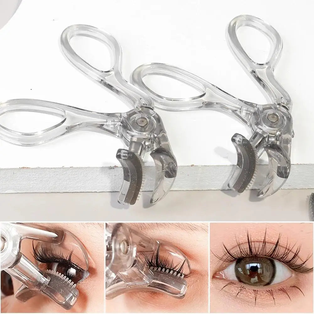 Portable eyelash curler with integrated comb, wide clip design, shaping tool for natural, lasting curl. Compact beauty accessory ensures effortless styling and professional grooming results.