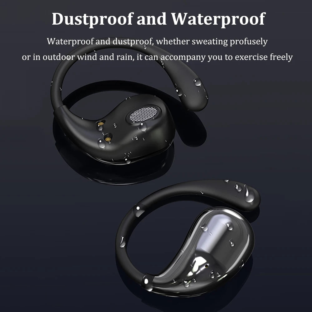Bluetooth 5.4 Ear Hook TWS Wireless Earphones – HiFi Stereo Waterproof Headset with LED Display & Long Standby