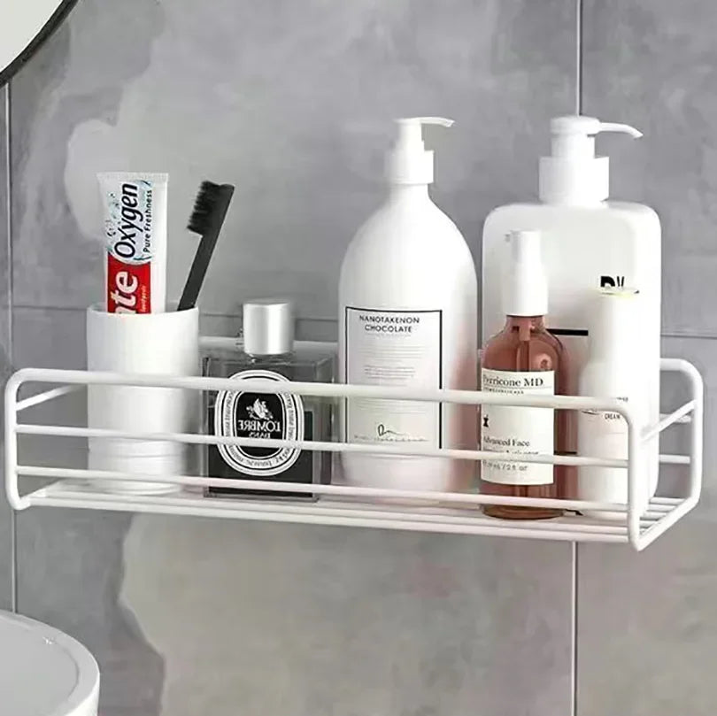 Bathroom Supplies – Floating Wall Shelf & Metal Organizer Cart with Shower Curtain & Storage Drawers