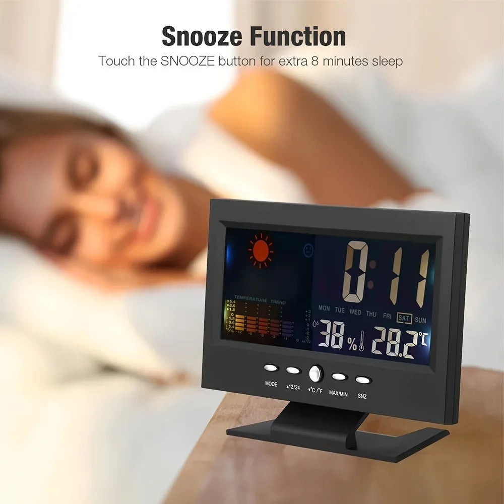 Digital Weather Station – Temperature & Humidity Meter with Clock, Calendar & Alarm
