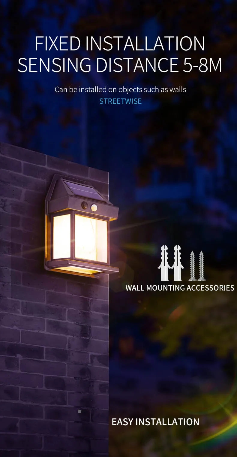 Solar Wall Light – Outdoor Waterproof LED Lamp with Sensor for House, Garden & Fence Decoration