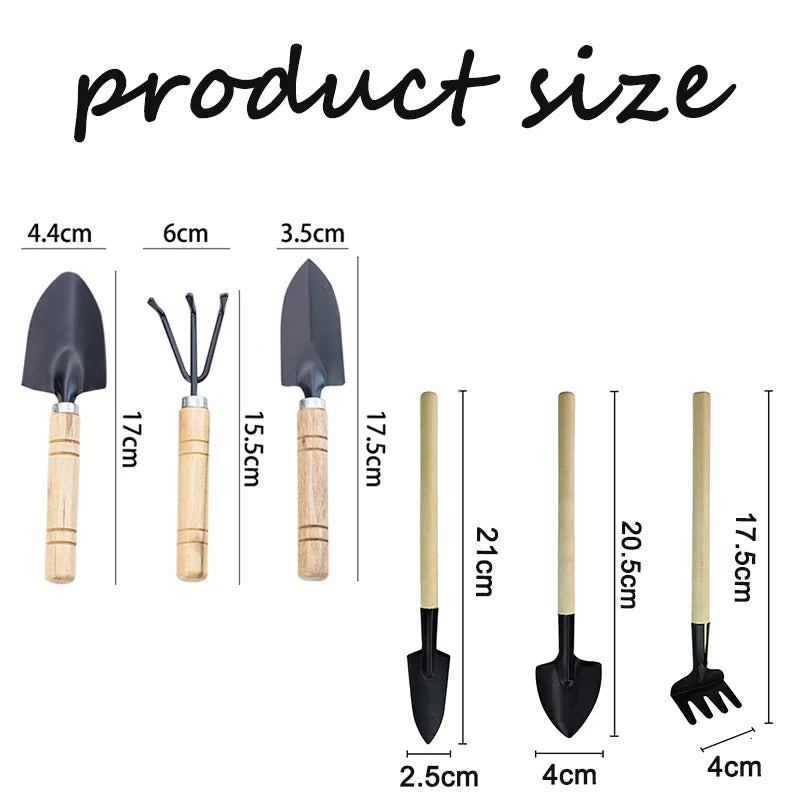 3‑Piece Mini Gardening Tool Set – Portable Shovel, Rake & Handle Tools for Indoor Planting