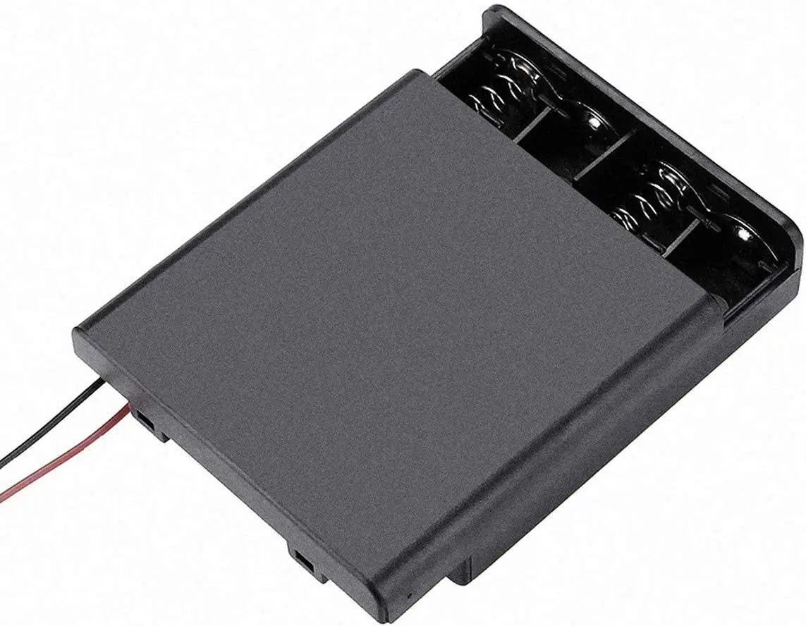 Multi-Slot AA Battery Holder: 1– 4 Slot Box with Leads, Switch & Screw Cap