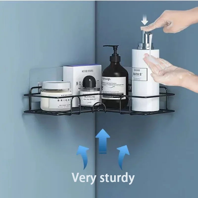Bathroom Supplies – Floating Wall Shelf & Metal Organizer Cart with Shower Curtain & Storage Drawers