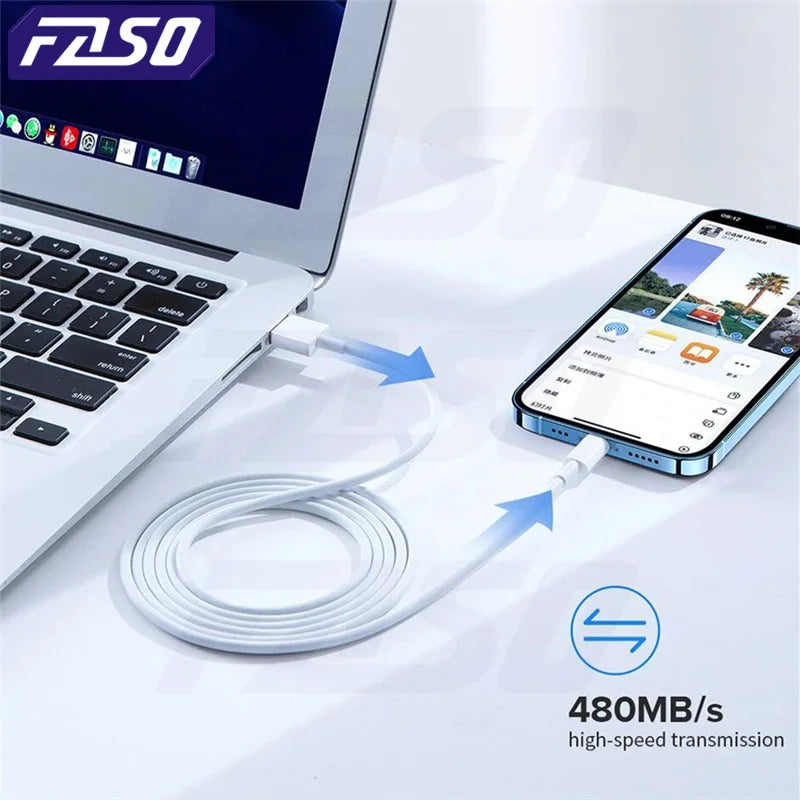 FASO USB Charger Cable – Fast Charging & Data Sync Cord for iPhone (1m/2m/3m)