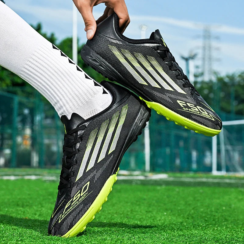 Men's High Top Soccer Shoes with Long Spikes