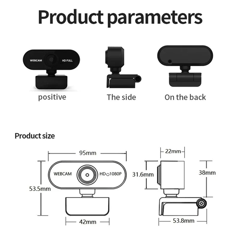 HD Webcam with 2K/1080P/720P/480P – Mini USB Camera with Microphone & Privacy Cover for PC/Laptop”