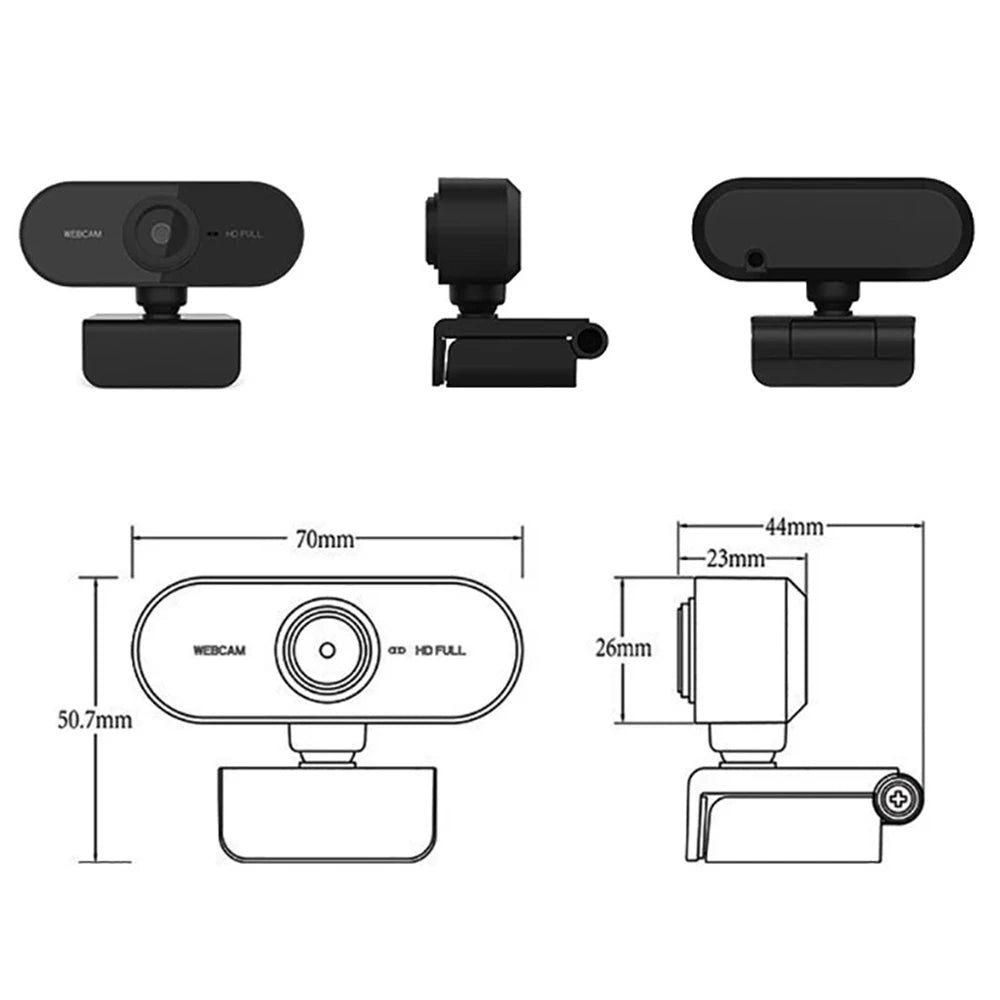HD Webcam with 2K/1080P/720P/480P – Mini USB Camera with Microphone & Privacy Cover for PC/Laptop”
